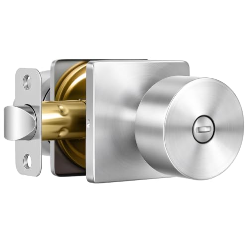 Goldenwarm Brushed Nickel Door Knobs Interior, Privacy for Bed Bath 1 Pack