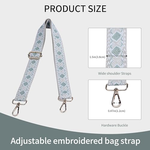 Image of Purse Strap, Adjustable Embroidery Flower 2 Inch Wide Purse Straps Replacement Crossbody for Women