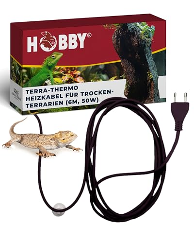 HOBBY Terraristik Terra-Thermo I Heizkabel für Terrarien I 6 m 50 Watt I Wärmekabel zur Temperaturregulierung I doppelt silikonummantelt und wasserdicht I Terrarienheizung für Reptilien und Amphibien