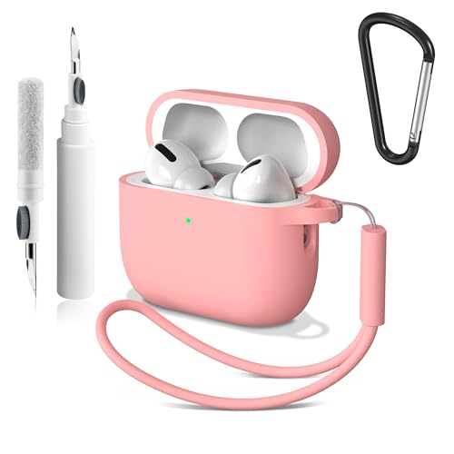 Image of Meliya for AirPods Pro 3 Case 2025 with Cleaner Kit, Soft Silicone Protective Case for Apple AirPods Pro 3rd Generation with Keychain & Lanyard for Women Men (Pink, Airpods Pro 3 2025)