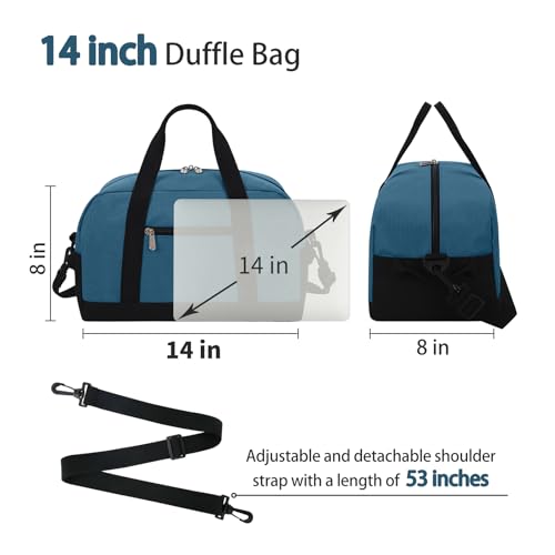 Image of Apenze Small Gym Bag 14 inch lightweight Carry On Mini Duffel Bag for Travel Sport - Blue