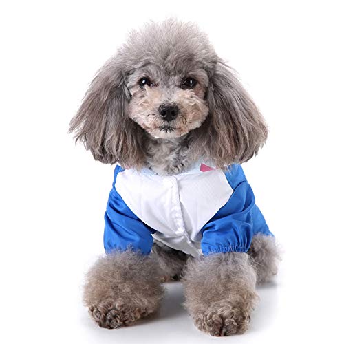 Selmai Dog Raincoat With Hoodies Soft Mesh Elastic Band Four Legs Jumpsuit Outfits For Puppy Pet Cat Apparel Waterproof Rain Jacket Lightweight Outdoor Summer Rain Days Cold Weather Proof Blue Xl #TOP1