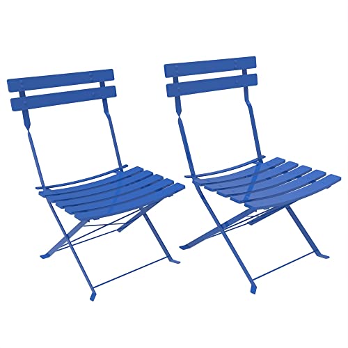 THINFAR Salon de Jardin bistrot Pliable -(Un Ensemble de 2 chaises de Jardin 38 * 43 * 77cm (Bleu))