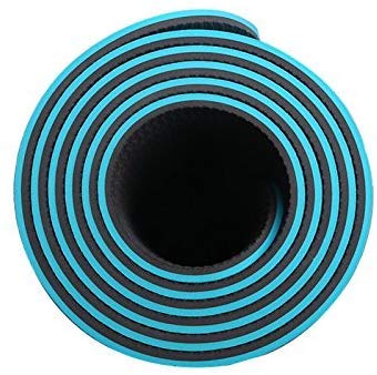 Image of IRIS Fitness Non Slip TPE Double Sided Mat for Hot Yoga Pilate Gymnastics (Blue and Grey, 72-inch x 24-inch x 6 mm)