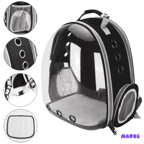 Mochila Transporte Pet Visão Astronauta Cão Gato MADOG Preto