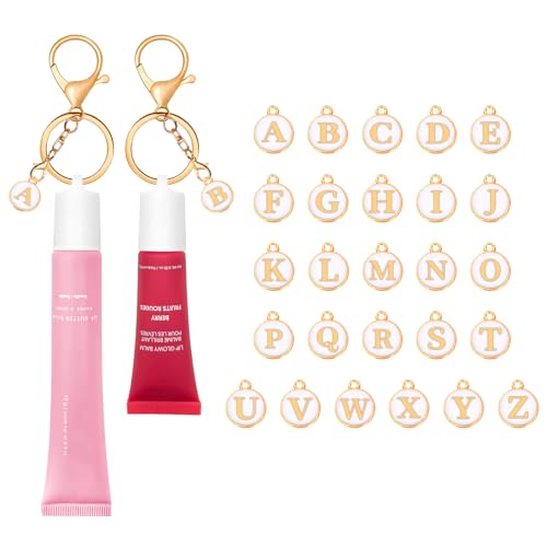 lxuraduy Personalized Lip Gloss Holder Keychain,Keychain Cap Compatible with Summer Fridays 0.5 oz & LANGIGE 0.35 oz Lip Balm(2)