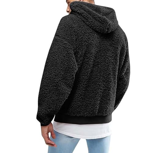 Men's Sweatshirts Heavyweight Plush Double-Sided Fleece Casual Hoodies Winter Thick Warm Solid Hooded Sweatshirt4