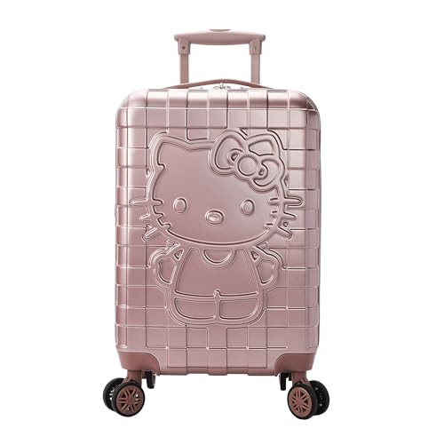 Bioworld Hello Kitty Character Print Pink Plaid 20 Adult Hardside Carry-on Rolling Luggage