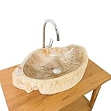 Hauteur : 15 cm wohnfreuden Lavabo en bois fossile, pierre naturelle, 65 x 38 x 15 cm