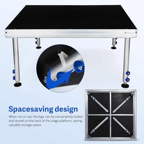 Image of Portable Stage Platform 4x12FT, Portable Aluminum Performance Deck 1900lbs Capacity, 24 inch-41 inch Adjustable Height Risers for Events, Wedding, Concert, Stage Platform Set, Portable Performance Stage