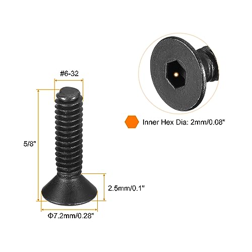 uxcell #6-32x5/8" Flat Head Socket Cap Screws - Image 2