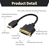 Ksywydu HDMI to DVI Cable Adapter, Female DVI to Male HDMI Bi-Directional Dual Link Converter, 1ft / 0.3m AV Cable, Supports 1080p Full HD 60Hz for TV, PC, Gaming Console, Monitor, Projector - Image 2