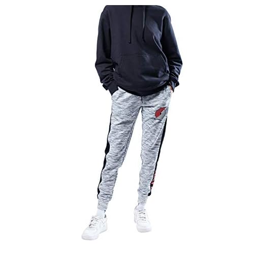 Ultra Game NBA Portland Trail Blazers Womens Active Basic Fleece Jogger Sweatpants, Space Dye Gray, Medium