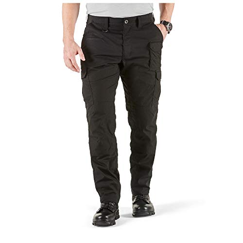 5.11 Calça masculina tática ABR Pro, ajuste reto, 9 bolsos, cintura confortável, estilo 74512, novo acabamento, Preto, 42W x 32L