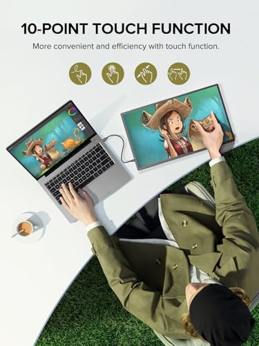 Image of Portable Monitor Touchscreen 21.5 inch 120hz, FHD 1080P Portable Gaming Monitor w /VESA Stand HDR Speakers USB C Mini HDMI for Phones PC Gaming Devices, Travel Second Screen for Business