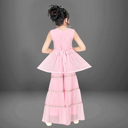 Image of Sevgi Girl's Georgette Embroidered Short Kurti and Garara Set