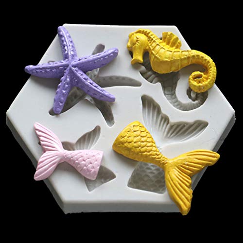 Hemoton Molde de silicone para bolo com tema de sereia, 2 peças, molde de silicone para decoração de
