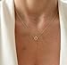 LLWOM Dainty Gold Necklace-14K Gold Plated CZ Star Of David Necklace for Women Simple Jewelry Everyday for Women
