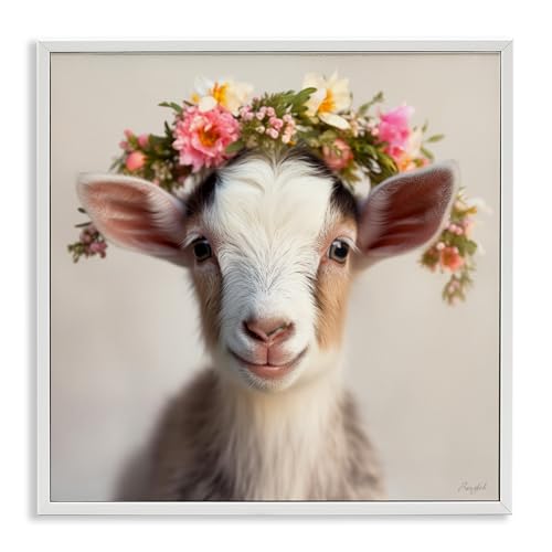 'Flower Crowned Goat'| Framed Giclee Art