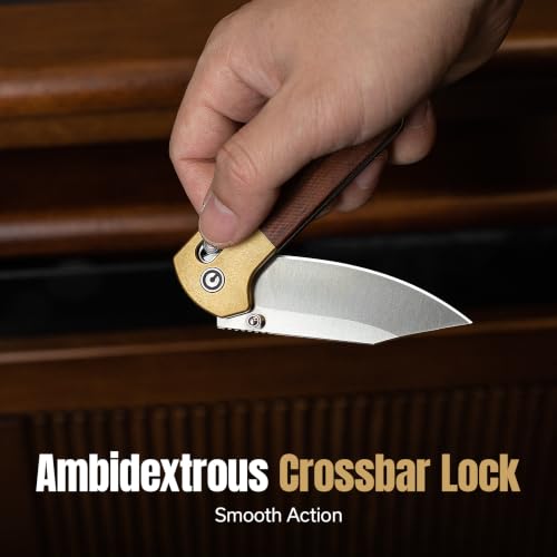 Image of CIVIVI Yonder Clip Point 2.88 inch 14C28N Pocket Knife EDC Wood /Brass C25026-1 | Ambidextrous Carry, Smooth Action, Pocket-friendly, Crossbar Lock Mechanism