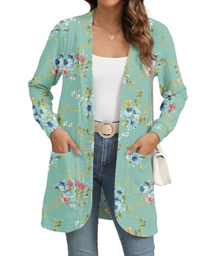 Image of YSYOKOW Cardigan Sweaters for Women Long Sleeve Open Front with Pockets | Long Cardigans for Women Lightweight Soft Casual Dressy Loose Fit Cardigan Sweater with Pockets for Work and Office