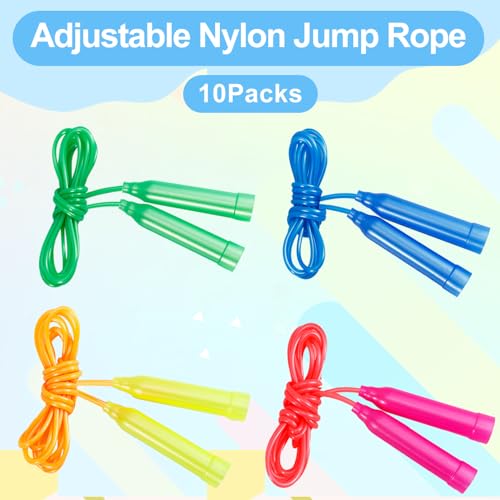 Erinnmy 10 Pack Kids Jump Rope,7.2 ft Colorful Outdoor Jump Ropes,Plastic Jumping Ropes,Adjustable Skipping Rope for Kids Party Favor Birthday Sports Reward Gift