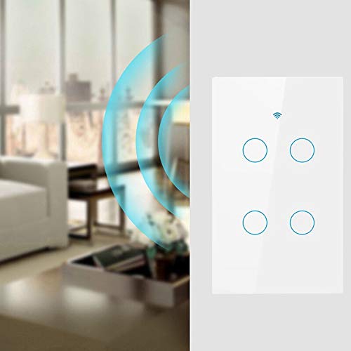 Davitu Remote Controls - Us Wifi Smart Switch 4 Gang Smart Wall Press Light Switch Compatible with Alexa Google Home Mini Ifttt Smart Life Tuya App(Black) - (Color: Black)