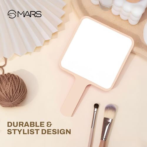 Image of MARS Makeup Mirror with Handle | HD Clear Reflection | Lightweight & Portable Design | Ideal for Precise Makeup Application and Travel Use | Black