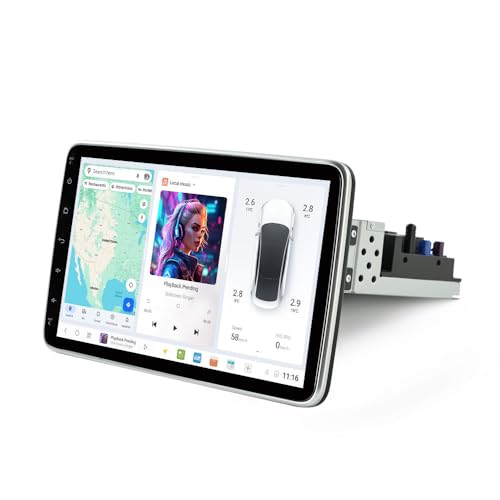 MekedeTech DUDUAUTO DUDU5 Android Rotatable Touch Screen Double Din 10 inch Upgrade Car Stereo Head Unit,Wireless CarPlay/Android Auto,4G RAM 64GROM,NOT Support 360 Cameras