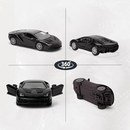 Image of Amisha Gift Gallery Lamborghini Diecast Metal Toy Car for Kids, Black | 1:32 Scale, Pull Back Action, Openable Doors, Realistic Sports Car Model