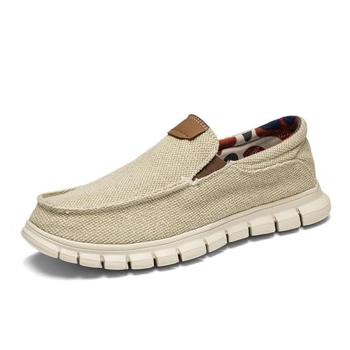 Mens Canvas Loafers Fashion Casual Breathable Lightweight Slip on Shoes Comfortable Walking Outdoor Driving Shoes