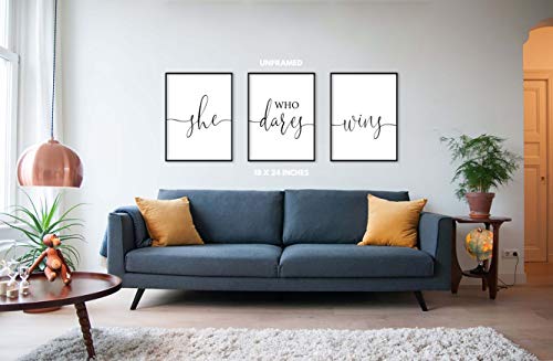 She Who Dares Win, Unframed, 18 X 24 Inches, Set Of 3, Posters, Minimalist Art Typography Art, Bedroom Wall Art, Romantic Wall Decor #TOP1