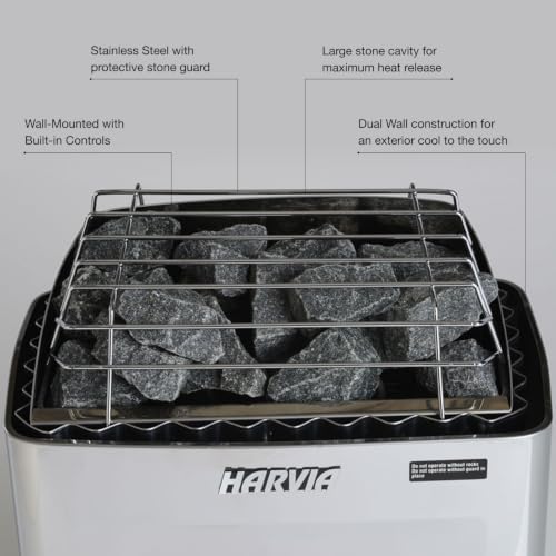 Image of Harvia KIP Wall Mount Electric Sauna Heater, 220V-240V, 6kW, Dial Controls