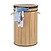 Relaxdays Kosz na pranie z bambusa, okrągły kosz na pranie z pokrywką, 65 l, składany kosz na pranie, okrągły Ø 40 cm, naturalny