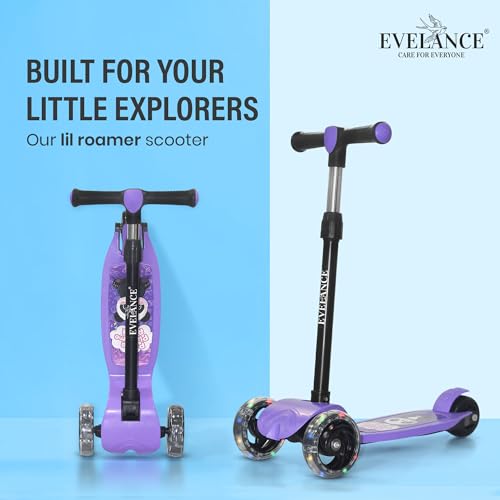 Image of 3 Wheel Kids Road Runner Scooter with Adjustable Height, Foldable Kick Scooter for 3+ Years | Skating Scooter Outdoor Toy for Boys & Girls, Birthday Gift | 50kg Capacity(Purple)