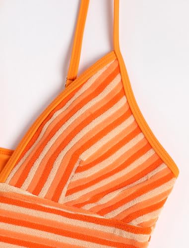 Image of ZAFUL Women's V Neck Tummy Control High Waisted Tankini Swimsuits | Adjustable Spaghetti Strap, Sexy Plunging Neck, Tummy Control Tank Top, Tie Side Cheeky Bikini Bottom, 2 Piece Bathing Suit