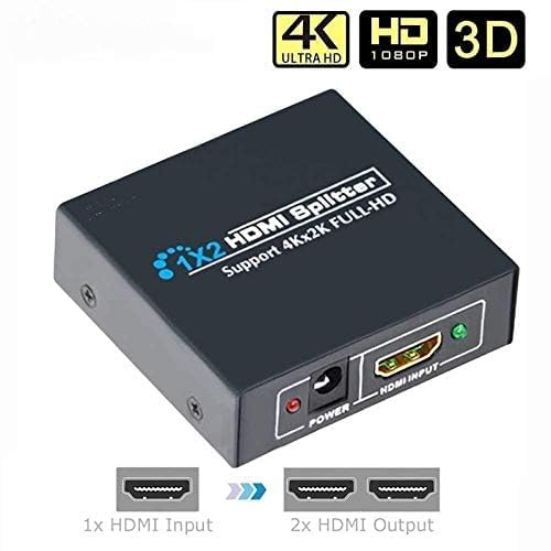 Image of 1x2 HDMI Splitter 2 Ports, HDMI Splitter 1 in 2 Out, Supports 3D 4K x 2K @30HZ Full HD 1080P, Support for TVs or Multi Monitor Adapter at Same Time.