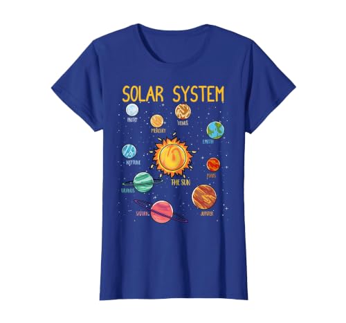 Solar System Planets Science Space Boys Girls STEM Kids T-Shirt, Women, Royal Blue, 3X-Large