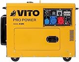 VITO 8kVA Diesel Stromerzeuger | E-Start | 12PS | 6500W | 2x 230V, 1x 400V, 1x 12v | 16L Tank | AVR System | Diesel Notstromaggregat Heizöl HEL - ATS