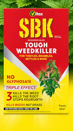 Vitax SBK Brushwood Killer Tough Weedkiller Concentrate Kills Weeds Down to the Roots Ideal for Brambles Nettles Dock Woody Weeds Tree Stumps & Hardwood (250ml)