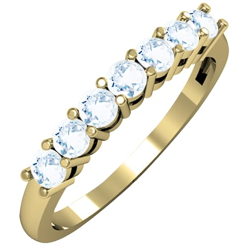 Dazzlingrock Collection 14K Ladies 7 Stone Bridal Wedding Band Anniversary Ring, Yellow Gold