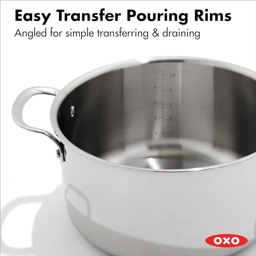 OXO 13 Piece Stainless Steel Cookware Set, Tri-Ply Multiclad Pots & Pans, PFAS-Free Ceramic Nonstick Coated Frying Pans, Induction Compatible, Dishwasher & Oven Safe, Sauce, Stock, Saute, Silver - image 4