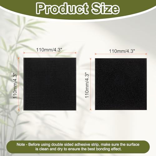 Image of HARFINGTON 16set Hook and Loop Strips with Adhesive 4.3 inchx4.3 inch Double Sided Hook and Loop Tape Nylon Self Sticky Fastener for Home Office Car, Black