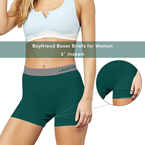 LALESTE Women Cotton Boxer Briefs 3" Inseam Boy Shorts Underwear Anti Chafing Shorts 5 Pack3