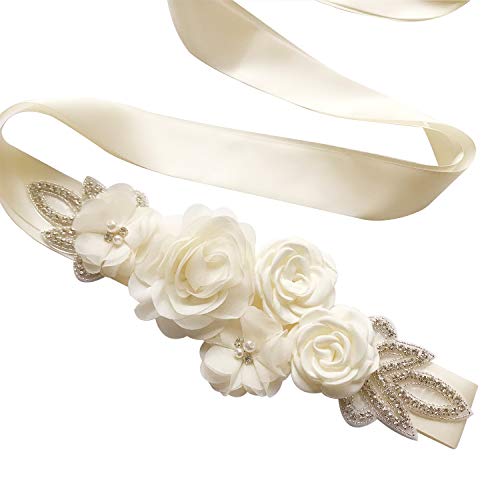 Weileenice Rustic Milky White Bohemian Flower Girls Dress Pearl Belt Wedding Bridesmaid Evening Prom Ball Gown Sleeveless Toddler Dedication Lace Formal Communion Long Christmas Dresses 8-9 Holiday #TOP5