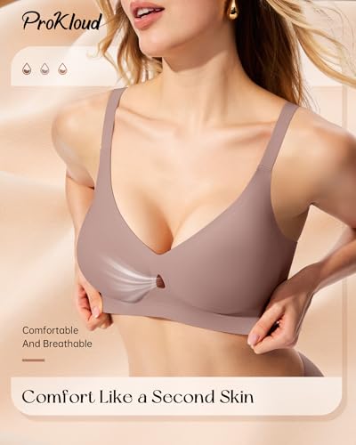 Image of ProKloud Bras for Women No Underwire Wireless Jelly Bras Full Coverage Seamless Push Up Bralettes Support Tshirt Bra