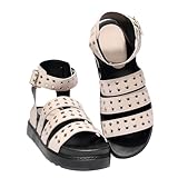 Women's Chunky Platform Sandals, Open Toe Gladiator Style with Eyelet Detail, Chunky Sole Ankle Strap Shoes for Daily & Holiday Wear (PINK, Adult, Women, 6, Numeric, UK Footwear Size System, Medium)