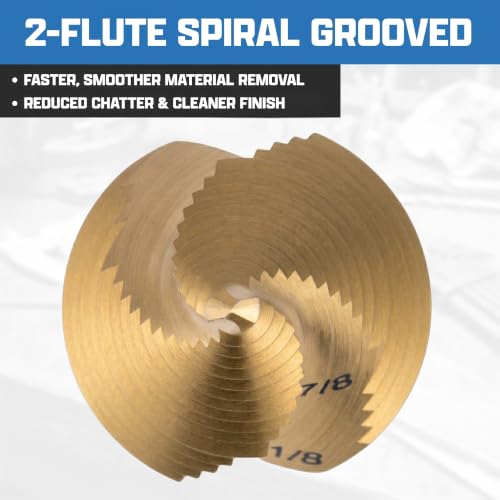 Image of NEIKO 10627A Step Drill Bit, 2 Steps 7 /8 inch to 1-1 /8 inch Spiral High Speed Steel, Titanium Nitride Coated, 3 /8 inch Tri-Flat Step Bits for Steel, Metal, Wood, Plastic, Unibit Cone Drill Bits, Two Flute