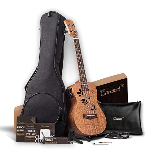 Caramel CT417 All Solid Mahogany Butterfly Style Tenor Acoustic Electric Ukulele with Truss