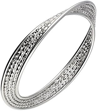 Gold & Honey 1995 G&H Sterling Silver Interlocked Multi Bangles Bracelet with Diamond Cut